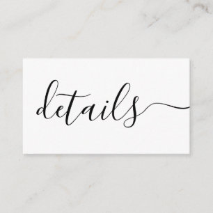 Carte D'accompagnement Détails de mariage personnalisés noir et blanc