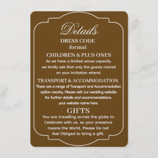 CARTE D'ACCOMPAGNEMENT DÉTAILS DE MARIAGE PERSONNALISÉS SIMPLES ET MODERN