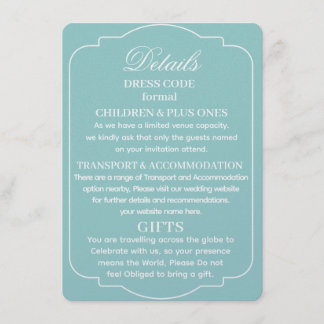 CARTE D'ACCOMPAGNEMENT DÉTAILS DE MARIAGE PERSONNALISÉS SIMPLES ET MODERN