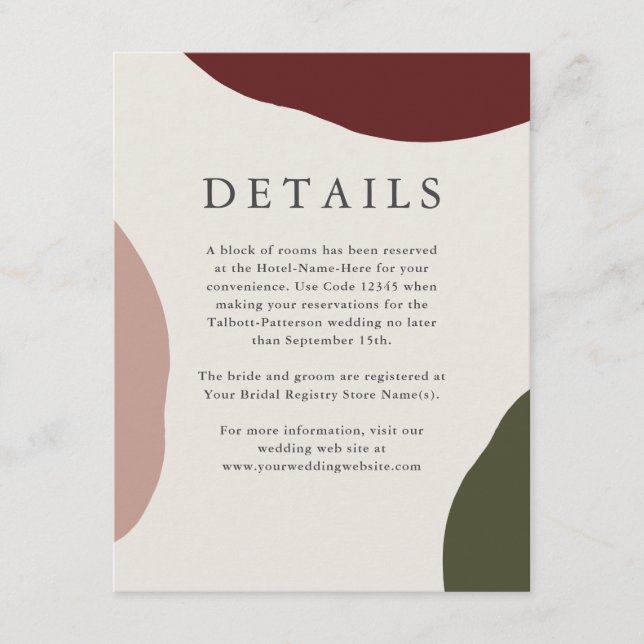 Carte D'accompagnement Détails de mariage plaisirs simples d'automne mode (Devant)