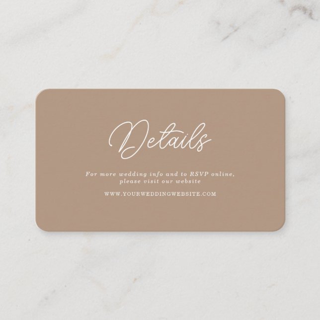 Carte D'accompagnement Détails de mariage QR minimaliste écriture Boho Sa (Devant)