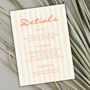 Carte D'accompagnement Détails de mariage rayures pêche minimaliste vinta