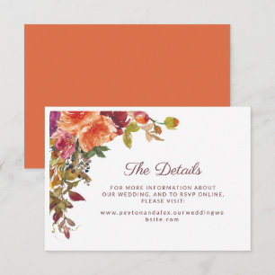 Carte D'accompagnement Détails de Mariage Réponse par Site Web Votre Text