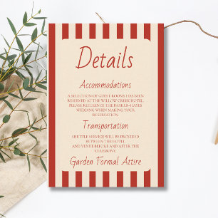 Carte D'accompagnement Détails de mariage rétro minimaliste avec rayures