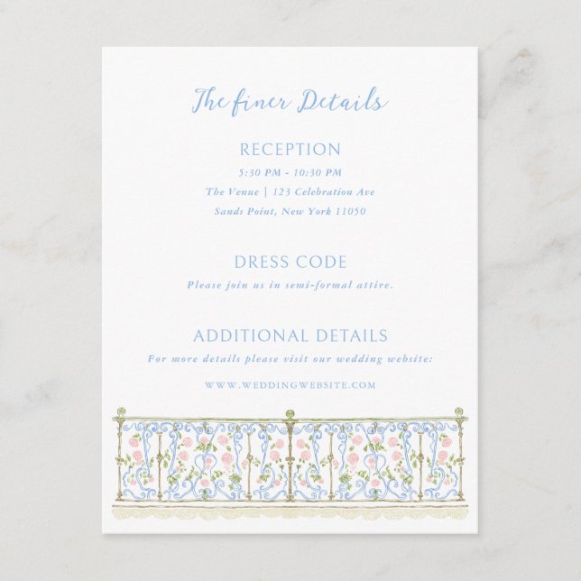 Carte D'accompagnement Détails de mariage Rococo (Devant)