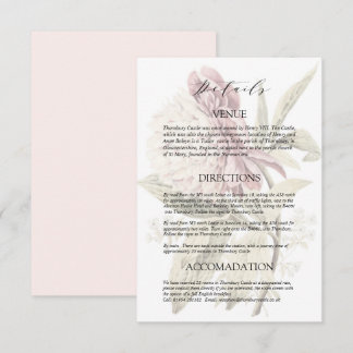 Carte D'accompagnement Détails de mariage romantique aux pivoines vintage