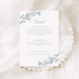 Carte D'accompagnement Détails de mariage romantique avec des fleurs bleu