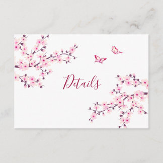 Carte D'accompagnement Détails de mariage rose blanc de fleur de cerisier