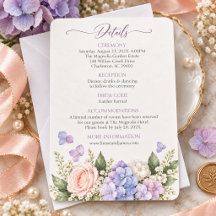Détails de mariage Rose Fleur d'Hydrangea Lavande