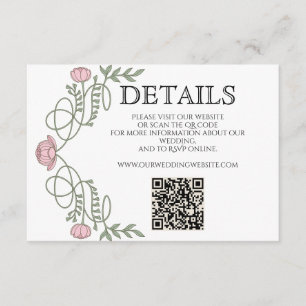 Carte D'accompagnement Détails de mariage rose poudré Art Nouveau Site We