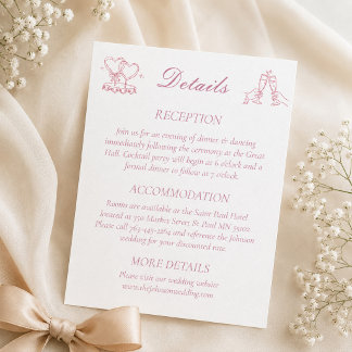 Carte D'accompagnement Détails de mariage rose poudré élégant minimaliste