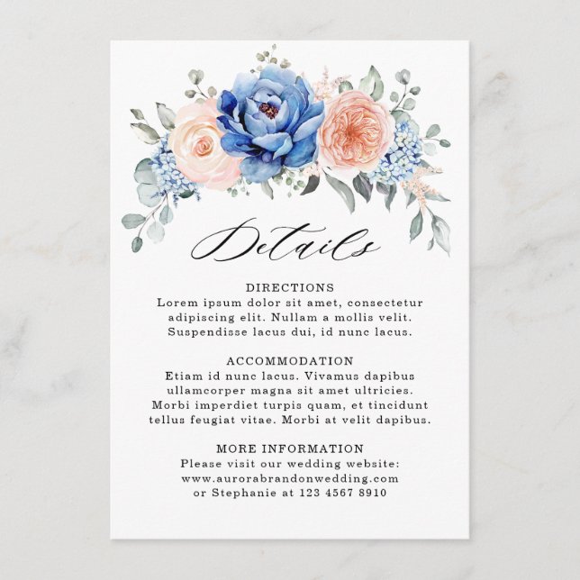 Carte D'accompagnement Détails de mariage Rose Poussiéreux Rose Foncé Ble (Devant)