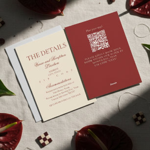 Carte D'accompagnement Détails de mariage rouge audacieux élégant et form