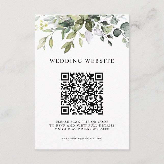 Carte D'accompagnement Détails de mariage RSVP Code QR Feuillage d'Eucaly (Devant)