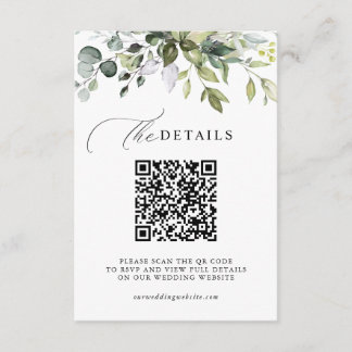 Carte D'accompagnement Détails de mariage RSVP Code QR Feuillage d'Eucaly