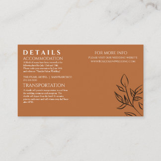 Carte D'accompagnement Détails de mariage Ruddy Brown Old Money - Enclos