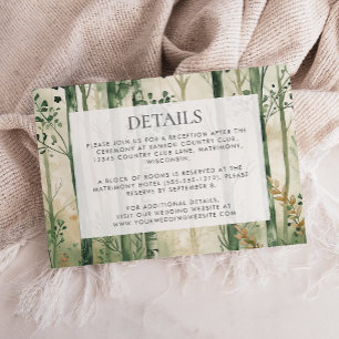 Carte D'accompagnement Détails de mariage rustique aquarelle en bois
