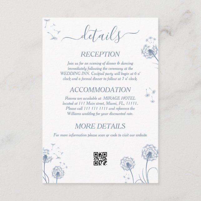 Carte D'accompagnement Détails de mariage rustique avec fleurs sauvages b (Devant)