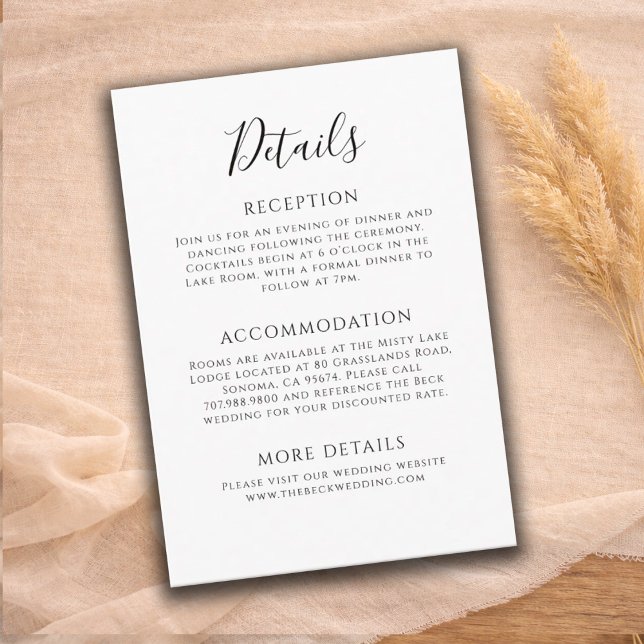 Carte D'accompagnement Détails de Mariage Rustique Moderne (Créateur téléchargé)