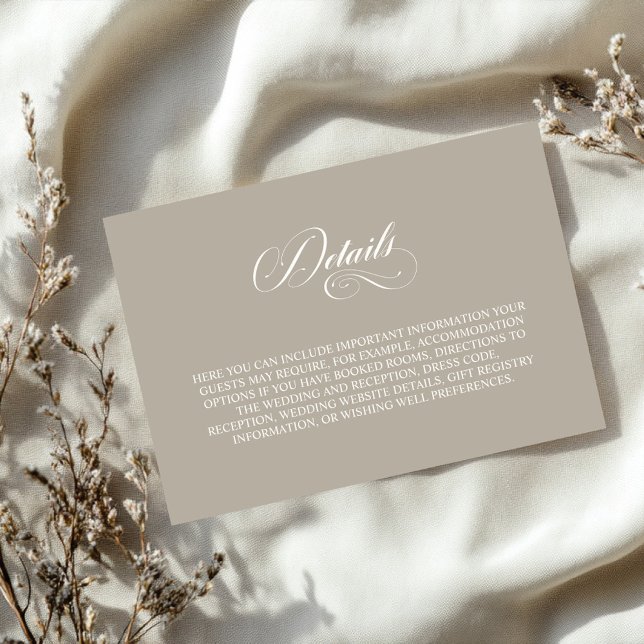 Carte D'accompagnement Détails de mariage simple beige (Créateur téléchargé)