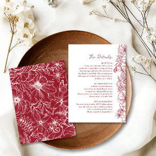 Carte D'accompagnement Détails de mariage simple de jardin floral de Bour
