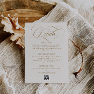 Carte D'accompagnement Détails de mariage Simple Élégant Script Ivoire