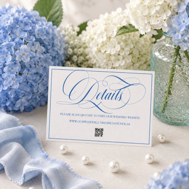 Carte D'accompagnement Détails de mariage simple moderne bleu (Créateur téléchargé)