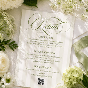 Carte D'accompagnement Détails de mariage simple vert rayé