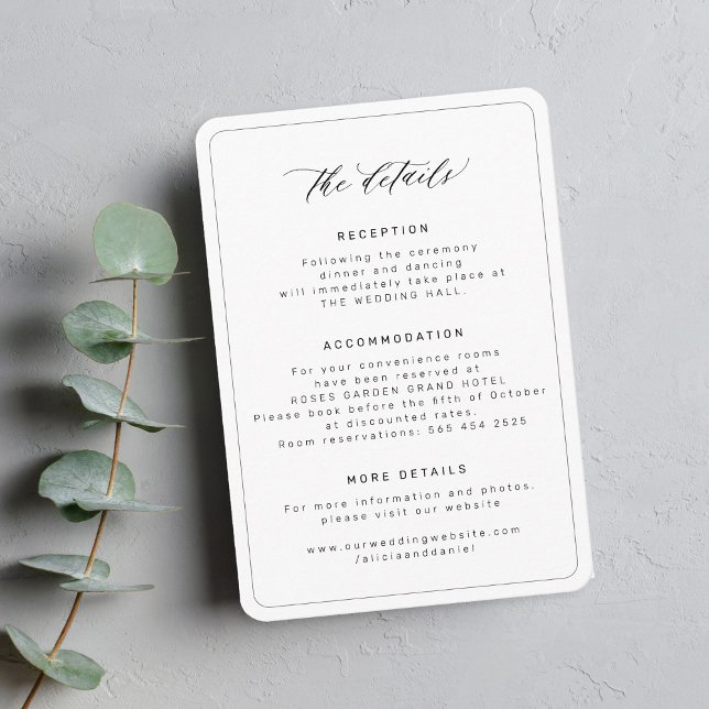 Carte D'accompagnement Détails de mariage simples minimaux (Créateur téléchargé)