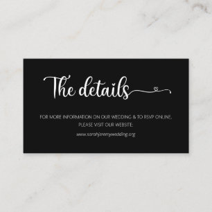 Carte D'accompagnement Détails de mariage simples sur site web enclos noi