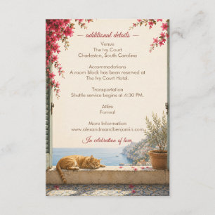 Carte D'accompagnement Détails de mariage sur la Côte d'Amalfi Méditerr