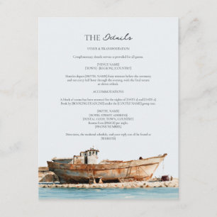 Carte D'accompagnement Détails de mariage Terracotta Aqua Côte Adriatique