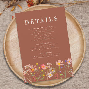 Carte D'accompagnement Détails de mariage terracotta Bohème à fleurs sauv