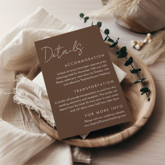 Carte D'accompagnement Détails de mariage Terre Brune Minimaliste Moderne