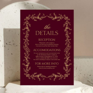 Carte D'accompagnement Détails de mariage toile florale champagne de Bour
