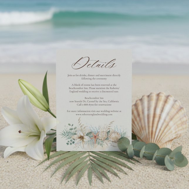 Carte D'accompagnement Détails de mariage tropical boho plage (Créateur téléchargé)