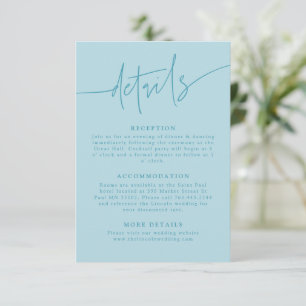 Carte D'accompagnement Détails de mariage turquoise écriture décontractée