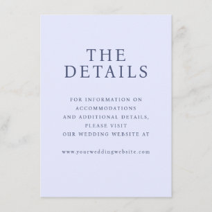 Carte D'accompagnement Détails de mariage typographiques bleu sérénité