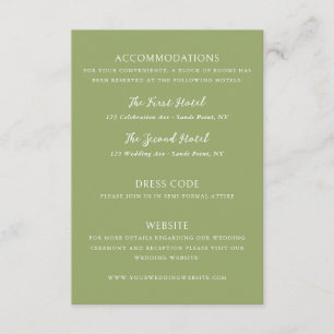 Carte D'accompagnement Détails de mariage vert