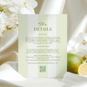 Carte D'accompagnement Détails de mariage vert citron