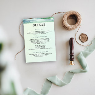 Carte D'accompagnement Détails de mariage vert de mer de piscine de marée