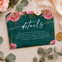 Détails de mariage vert sarcelle profond Chic en f
