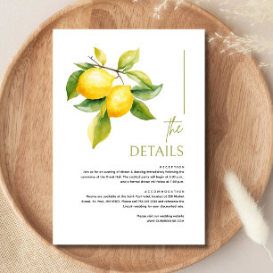 Carte D'accompagnement Détails de mariage vibrant à la citron italienne m