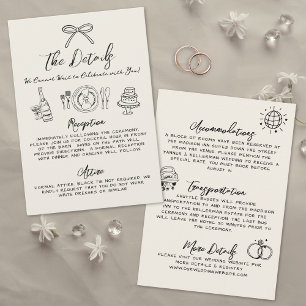 Carte D'accompagnement Détails de mariage vintage fantaisistes dessinés à