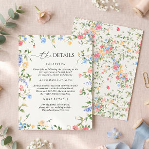 Carte D'accompagnement Détails de mariage vintage fleuri pastel doux
