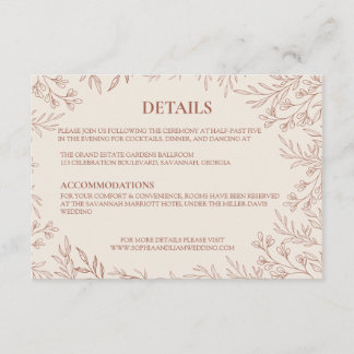 Carte D'accompagnement Détails de monogramme botanique élégant en terre c