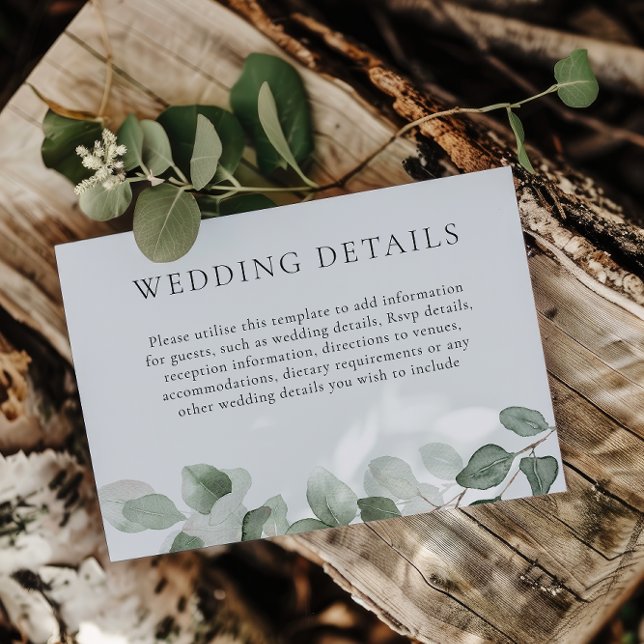 Carte D'accompagnement Détails de réception de mariage à feuille verte él (Créateur téléchargé)