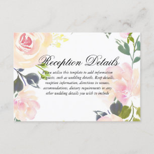 Carte D'accompagnement Détails de réception de mariage floral élégant bot