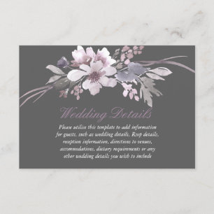 Carte D'accompagnement Détails de réception de mariage floral élégant d'h