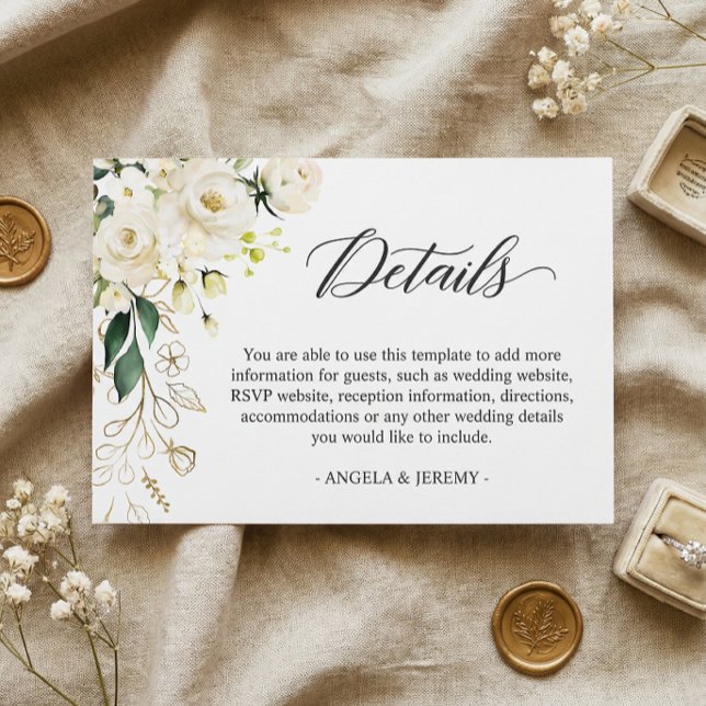 Carte D'accompagnement Détails de réception de mariage floral vert Rose B (Créateur téléchargé)